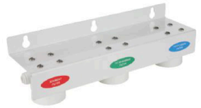 Holder Bracket (Triple) — wall-mount housing for three inline pre-filters