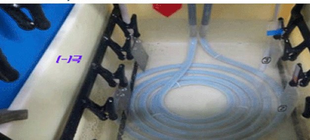 Internal durability test rig with I-R and I-H plates submerged