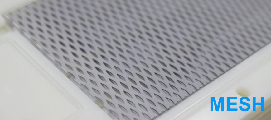 Mesh platinum-titanium electrode plate close-up