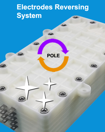 Electrodes Reversing System — diagram showing pole reversal during cleaning